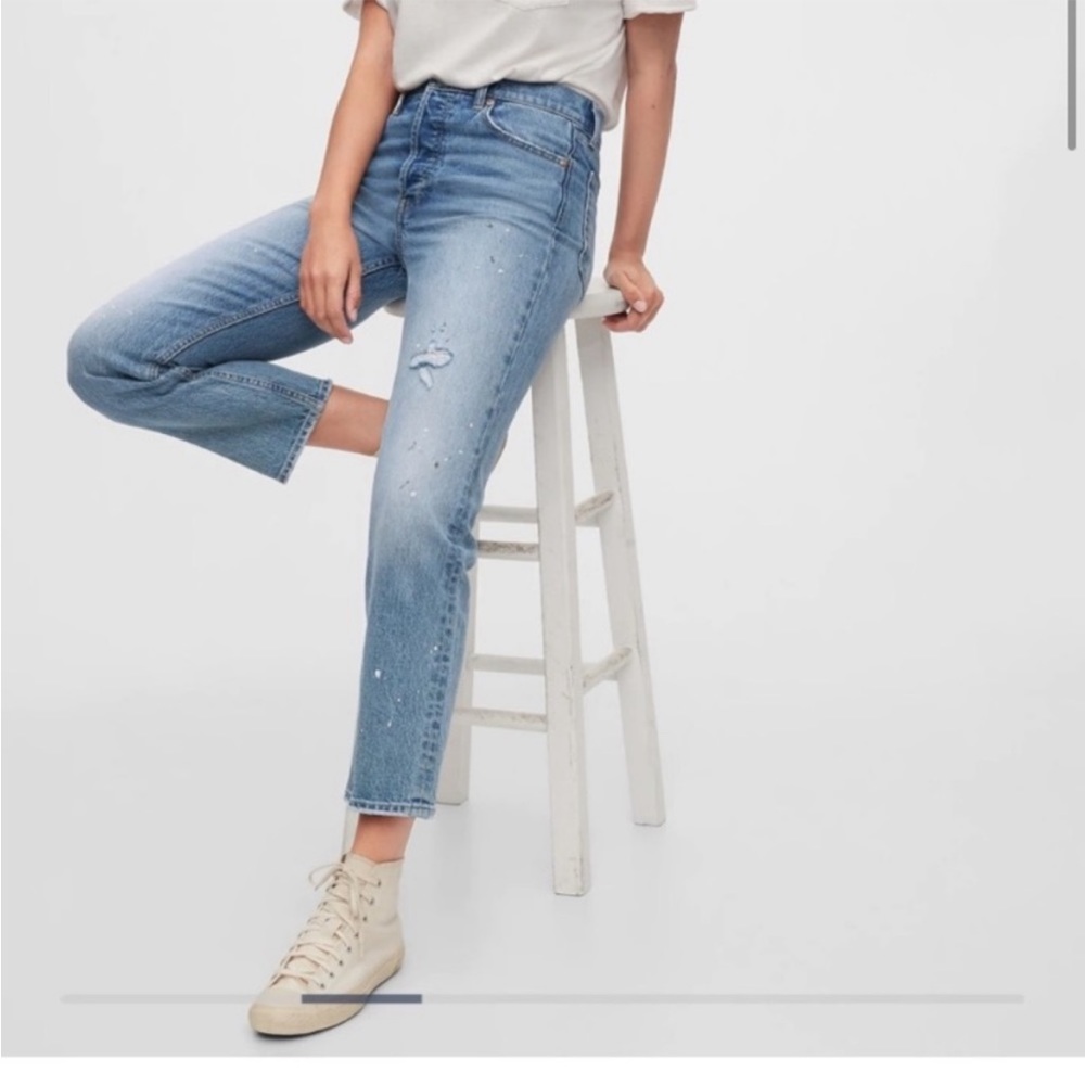 GAP Cheeky Straight High Rise Paint Splatter Women’s‎ Jeans 0/25R
